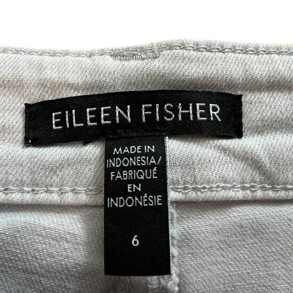 Eileen Fisher White Organic Cotton Jeans Women's Size 6 Straight High Rise Denim - Picture 4 of 8